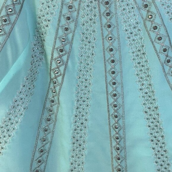 White House Black Market Embellished Embroidery Rhinestone Tank Top Teal Small - Picture 11 of 16